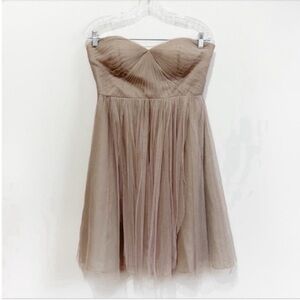 Jenny Yoo Collection Annabelle dress gray tulle strapless empire waist